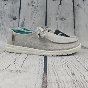 Hey Dude Wendy Women's Chambray Beige Slip On Loafers Shoes Size 10